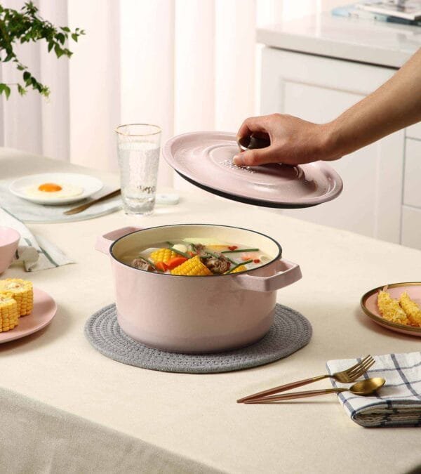 Pink Cast Iron Enameled Cookware